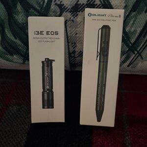i3E EOS Black Keychain Flashlight and Green Ballpoint Pen